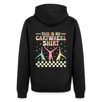 Groovy Gymnastik Turner Akrobat Dies ist mein Cart - Unisex Premium Bio Zip Hoodie - Schwarz - Hinten - Nico (187cm)