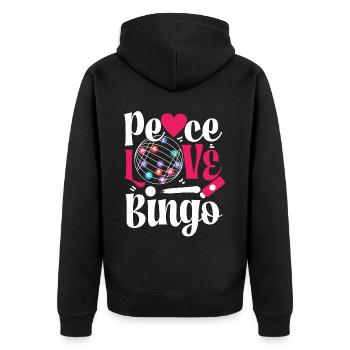 Bingo Player Girl Peace Love Bingo - Unisex Premium Organic Zip Hoodie - black - Back - Nico (187cm)