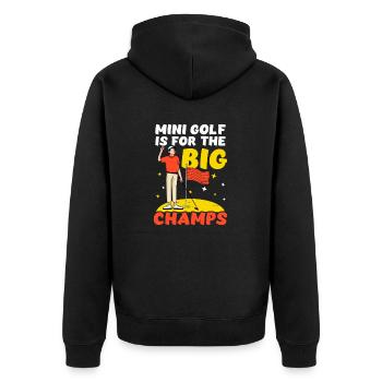 Minigolf ist für die großen Champions - Unisex Premium Bio Zip Hoodie - Schwarz - Hinten - Nico (187cm)