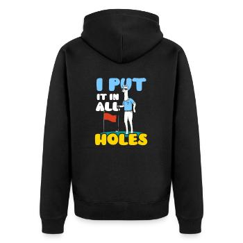 Minigolf I Put It In All Holes - Unisex Premium Organic Zip Hoodie - black - Back - Nico (187cm)