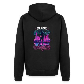 Minigolf-Krieger - Unisex Premium Bio Zip Hoodie - Schwarz - Hinten - Nico (187cm)