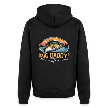 Bass Fishing Big Daddy Life Fly Fishing Fishermen - Unisex Premium Bio Zip Hoodie - Schwarz - Hinten - Nico (187cm)