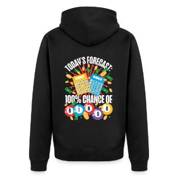 Bingo Player Today's Forecast: - Unisex Premium Bio Zip Hoodie - Schwarz - Hinten - Nico (187cm)