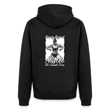 Weibliche Bodybuilderin Schönheit jenseits der Muskeln - Unisex Premium Bio Zip Hoodie - Schwarz - Hinten - Nico (187cm)