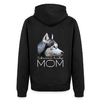 Siberian Husky Mama - Unisex Premium Bio Zip Hoodie - Schwarz - Hinten - Nico (187cm)