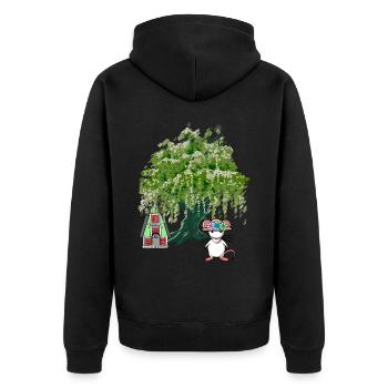 Forest Nature Mouse Rodent House Forest Dweller Tree - Unisex Premium Organic Zip Hoodie - black - Back - Nico (187cm)