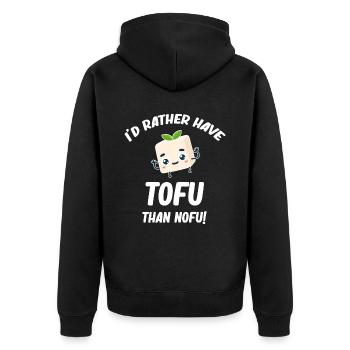 Ich Hätte Lieber Tofu Als Nofu Tempeh Asian Miso - Unisex Premium Bio Zip Hoodie - Schwarz - Hinten - Nico (187cm)