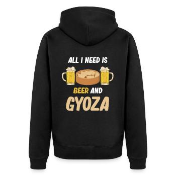 All I Need Is Beer And Gyoza - Unisex Premium Organic Zip Hoodie - black - Back - Nico (187cm)