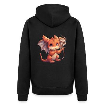 Amor Drache Valentinstag Liebe - Unisex Premium Bio Zip Hoodie - Schwarz - Hinten - Nico (187cm)