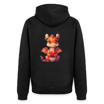 Coeur de dragon Saint-Valentin mignon - Veste à capuche bio Premium Unisexe - noir - Dos - Nico (187cm)