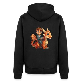 Drachenschule Kid Riding Dragon Kids - Unisex Premium Bio Zip Hoodie - Schwarz - Hinten - Nico (187cm)