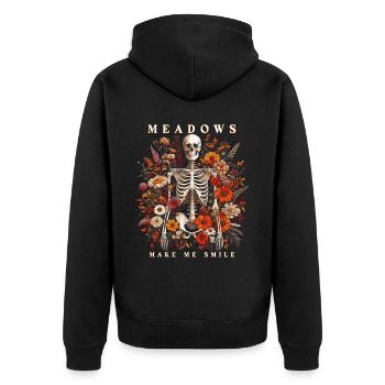 Cottagecore Meadows Make Me Smile - Unisex Premium Organic Zip Hoodie - black - Back - Nico (187cm)