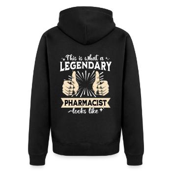 Legendärer Pharmazeut - Unisex Premium Bio Zip Hoodie - Schwarz - Hinten - Nico (187cm)