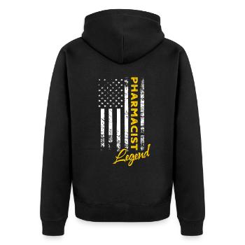 Pharmazeut Legende - Unisex Premium Bio Zip Hoodie - Schwarz - Hinten - Nico (187cm)