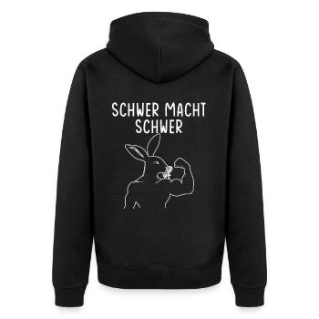Gym Tshirt Lustig Fitness Workout Fitnessstudio - Unisex Premium Bio Zip Hoodie - Schwarz - Hinten - Nico (187cm)