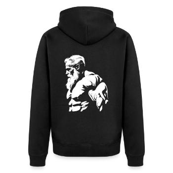Gym Tshirt Lustig Fitness Workout Fitnessstudio - Unisex Premium Bio Zip Hoodie - Schwarz - Hinten - Nico (187cm)