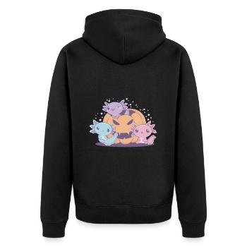 Lustiges Axolotl - Unisex Premium Bio Zip Hoodie - Schwarz - Hinten - Nico (187cm)