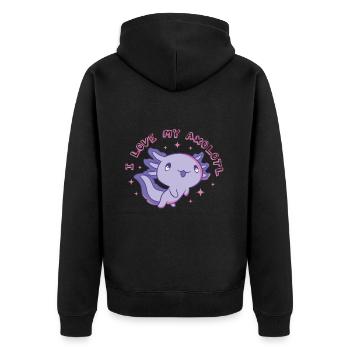 Lustiges Axolotl Love - Unisex Premium Bio Zip Hoodie - Schwarz - Hinten - Nico (187cm)