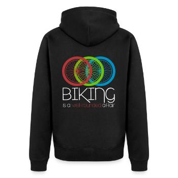 Mountain Bike Biking MTB Downhill - Unisex Premium Bio Zip Hoodie - Schwarz - Hinten - Nico (187cm)