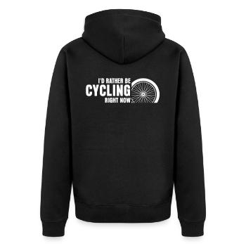 Biking Bike Bicycle Cyclists - Unisex Premium Bio Zip Hoodie - Schwarz - Hinten - Nico (187cm)