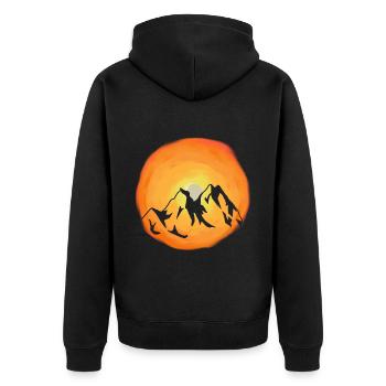Sonnenschein Gebirge Wildnis Sonnenstrahlen Berg - Unisex Premium Bio Zip Hoodie - Schwarz - Hinten - Nico (187cm)