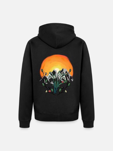 Sunshine Spring Snowdrops Alps - Unisex Premium Organic Zip Hoodie - black