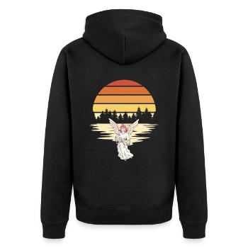 Ange, Forêt, Nature, Lever Du Soleil, Spirituel - Veste à capuche bio Premium Unisexe - noir - Dos - Nico (187cm)