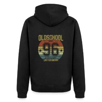 Février 1996 - Anniversaire en février Oldschool - Veste à capuche bio Premium Unisexe - noir - Dos - Nico (187cm)