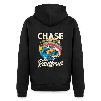 Trout Fishing Chase The Rainbow Fishing Tournament - Unisex Premium Organic Zip Hoodie - black - Back - Nico (187cm)