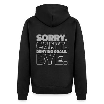 Eishockey Torwart - Unisex Premium Bio Zip Hoodie - Schwarz - Hinten - Nico (187cm)