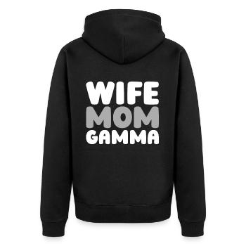 Sorority Soroitas Gamma Mama - Unisex Premium Organic Zip Hoodie - black - Back - Nico (187cm)