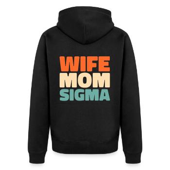 Schwesternschaft Soroitas Sigma Mama - Unisex Premium Bio Zip Hoodie - Schwarz - Hinten - Nico (187cm)