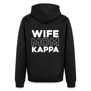 Schwesternschaft Soroitas Kappa Mama - Unisex Premium Bio Zip Hoodie - Schwarz - Hinten - Nico (187cm)