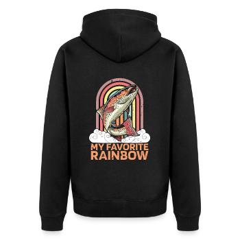 Pêche à la truite Mon pêcheur arc-en-ciel préféré - Veste à capuche bio Premium Unisexe - noir - Dos - Nico (187cm)