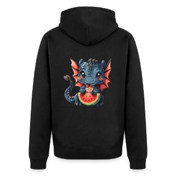 Dragon Pastèque Kawaii Dragon Enfants - Veste à capuche bio Premium Unisexe - noir - Dos - Nico (187cm)