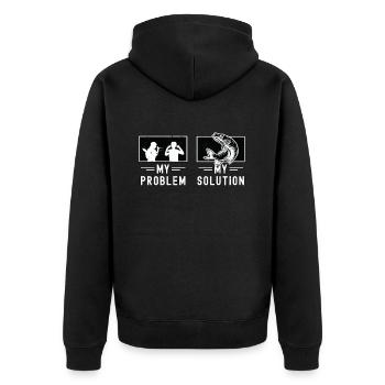 Pêcheur de maskinongé Mon problème Mon pictogramme Papa Maman - Veste à capuche bio Premium Unisexe - noir - Dos - Nico (187cm)