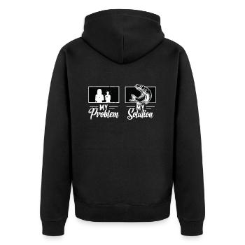 Pêcheur de maskinongé Mon problème Mon pictogramme Maman Papa - Veste à capuche bio Premium Unisexe - noir - Dos - Nico (187cm)