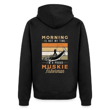 Le matin du pêcheur de maskinongé n’est pas ma pêche au maskinongé - Veste à capuche bio Premium Unisexe - noir - Dos - Nico (187cm)