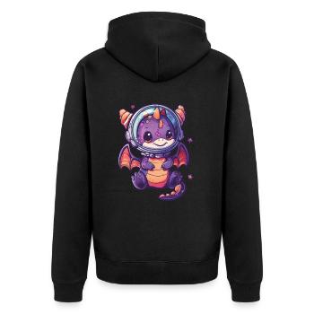 Dragon Astronaute Kawaii Dragon Enfants - Veste à capuche bio Premium Unisexe - noir - Dos - Nico (187cm)