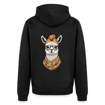Llama Loving Mom Funny Design Mother's Day - Unisex Premium Organic Zip Hoodie - black - Back - Nico (187cm)