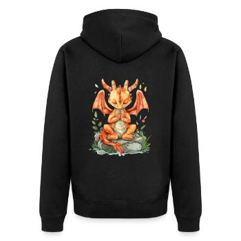 Dragon Zen Japanese Kawaii - Unisex Premium Organic Zip Hoodie - black - Back - Nico (187cm)