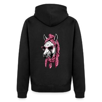 Mama Pferd Stilvolle Pferdeliebe Pferdemädchen - Unisex Premium Bio Zip Hoodie - Schwarz - Hinten - Nico (187cm)