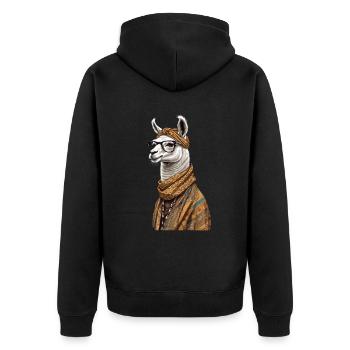 Lama Liebende Mama Lustiges Mutter Design - Unisex Premium Bio Zip Hoodie - Schwarz - Hinten - Nico (187cm)