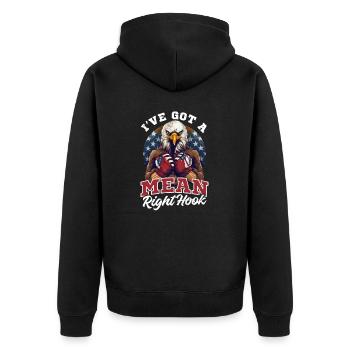 Boxen Hat Einen Gemeinen Rechten Haken - Unisex Premium Bio Zip Hoodie - Schwarz - Hinten - Nico (187cm)
