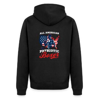 Boxen All American Patriotic Boxer - Unisex Premium Bio Zip Hoodie - Schwarz - Hinten - Nico (187cm)