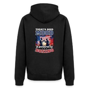 Boxing Good Mood By Boxing - Unisex Premium Organic Zip Hoodie - black - Back - Nico (187cm)