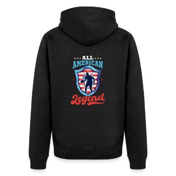 4. Juli Basketball All American Legend - Unisex Premium Bio Zip Hoodie - Schwarz - Hinten - Nico (187cm)