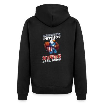 4. Juli Basketball American Patriot - Unisex Premium Bio Zip Hoodie - Schwarz - Hinten - Nico (187cm)