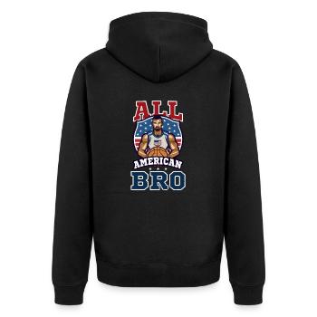 4. Juli Basketball All American Bro - Unisex Premium Bio Zip Hoodie - Schwarz - Hinten - Nico (187cm)