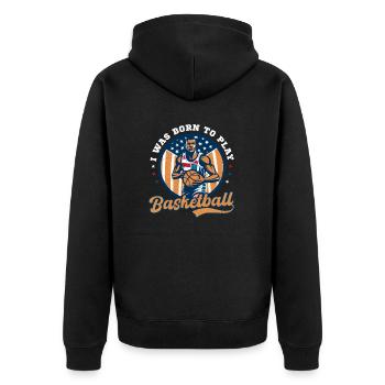 4. Juli Basketball geboren, um Basketball zu spielen - Unisex Premium Bio Zip Hoodie - Schwarz - Hinten - Nico (187cm)